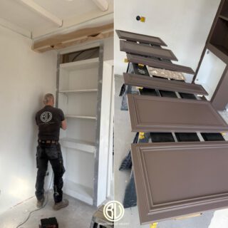 In Veldhoven werken we momenteel aan deze mooie maatwerk kast. 

Onze timmermannen hebben deze kast volledig op maat gemaakt en momenteel zorgt onze eigen schilder voor een mooie afwerking. 

Zodra de vloeren zijn gelegd, plaatsen we ook nog een stijlvolle schuifdeur om het geheel compleet te maken.

Een mooi voorbeeld van hoe veelzijdig wij zijn en wat we allemaal in huis hebben. 😄

#bouwbedrijfvalent #maatwerkmeubels #maatwerkkast 
#veldhoven